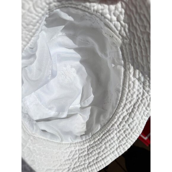 Handmade Kids Upcycled One Of A Kind White Bucket Hat With Colorful Butterflies - Picture 12 of 12